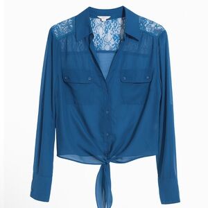 Candie's Royal Blue Sheer Lace Blouse